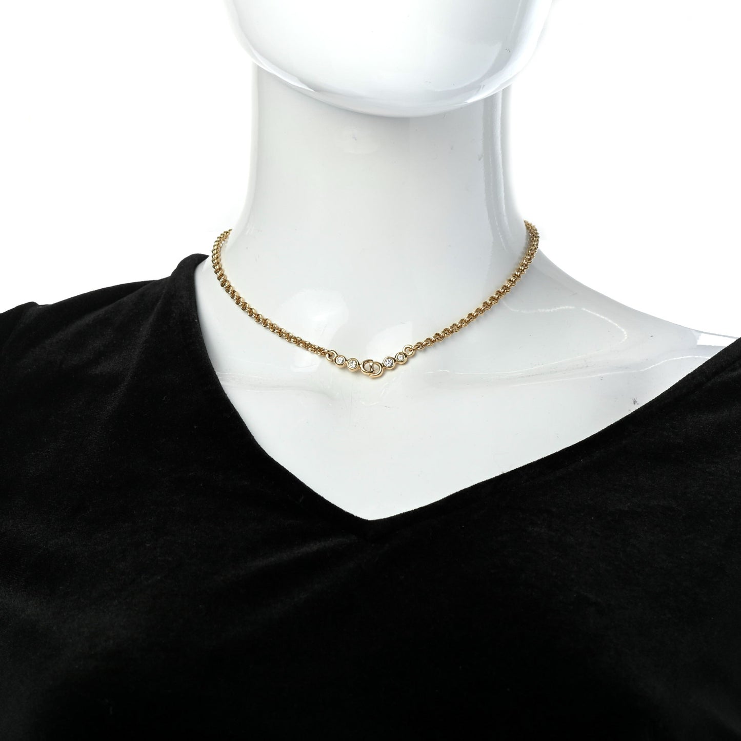 Crystal Chain Necklace Gold