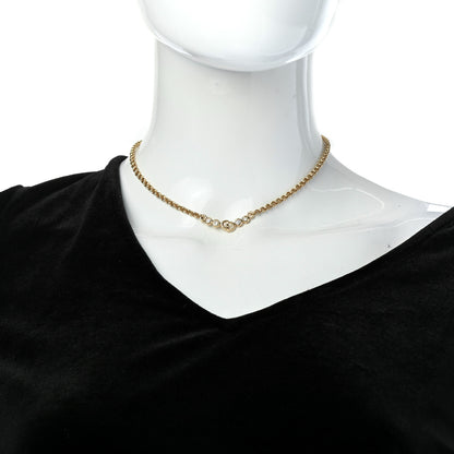 Christian Dior Crystal Chain Necklace Gold 2 of 5