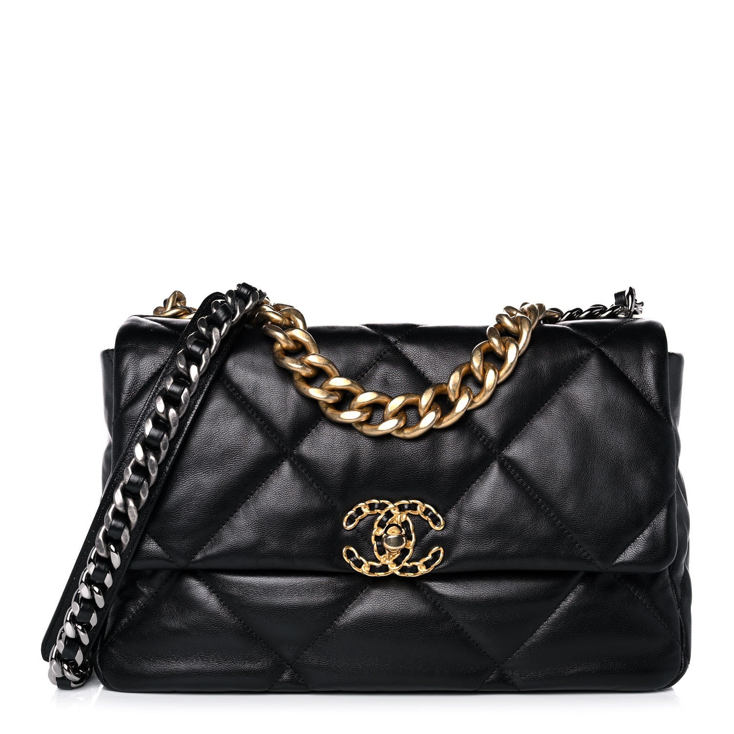 Chanel Goatskin Quilted Large Chanel 19 Flap Black 1 of 12