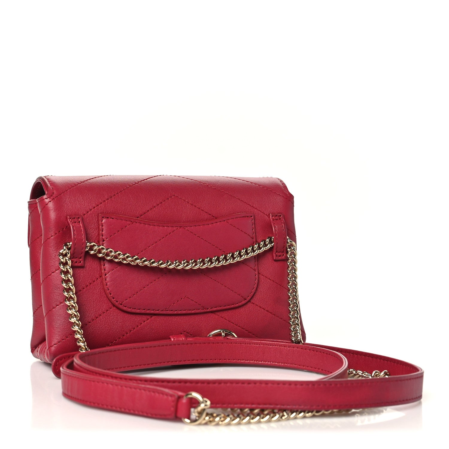 Chanel Calfskin Chevron Stitched Coco Waist Bag Red 3 of 11