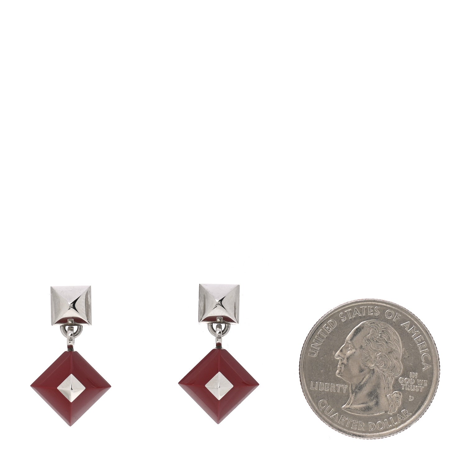 Hermes Palladium Medor Folk Earrings Rouge H 2 of 5