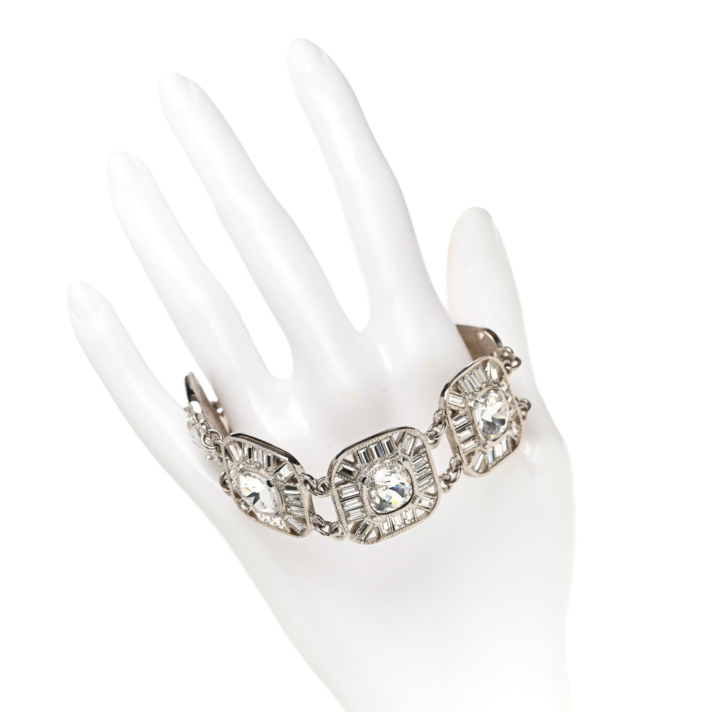 Crystal CC Cuff Bracelet Silver