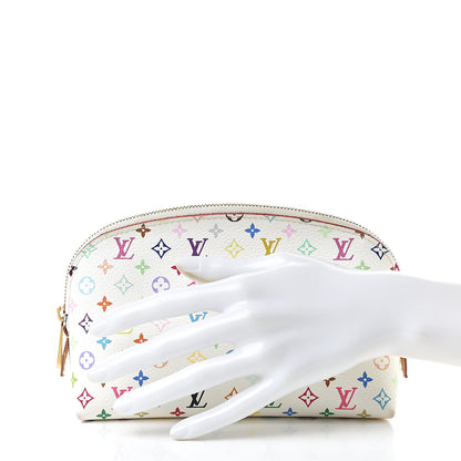 Louis Vuitton Monogram Multicolor Cosmetic Pouch White Litchi 2 of 13