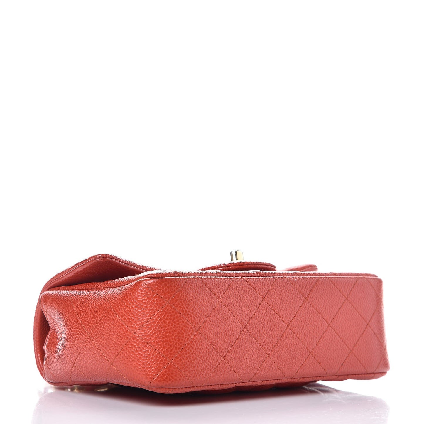 Pearly Caviar Quilted Mini Rectangular Flap Orange