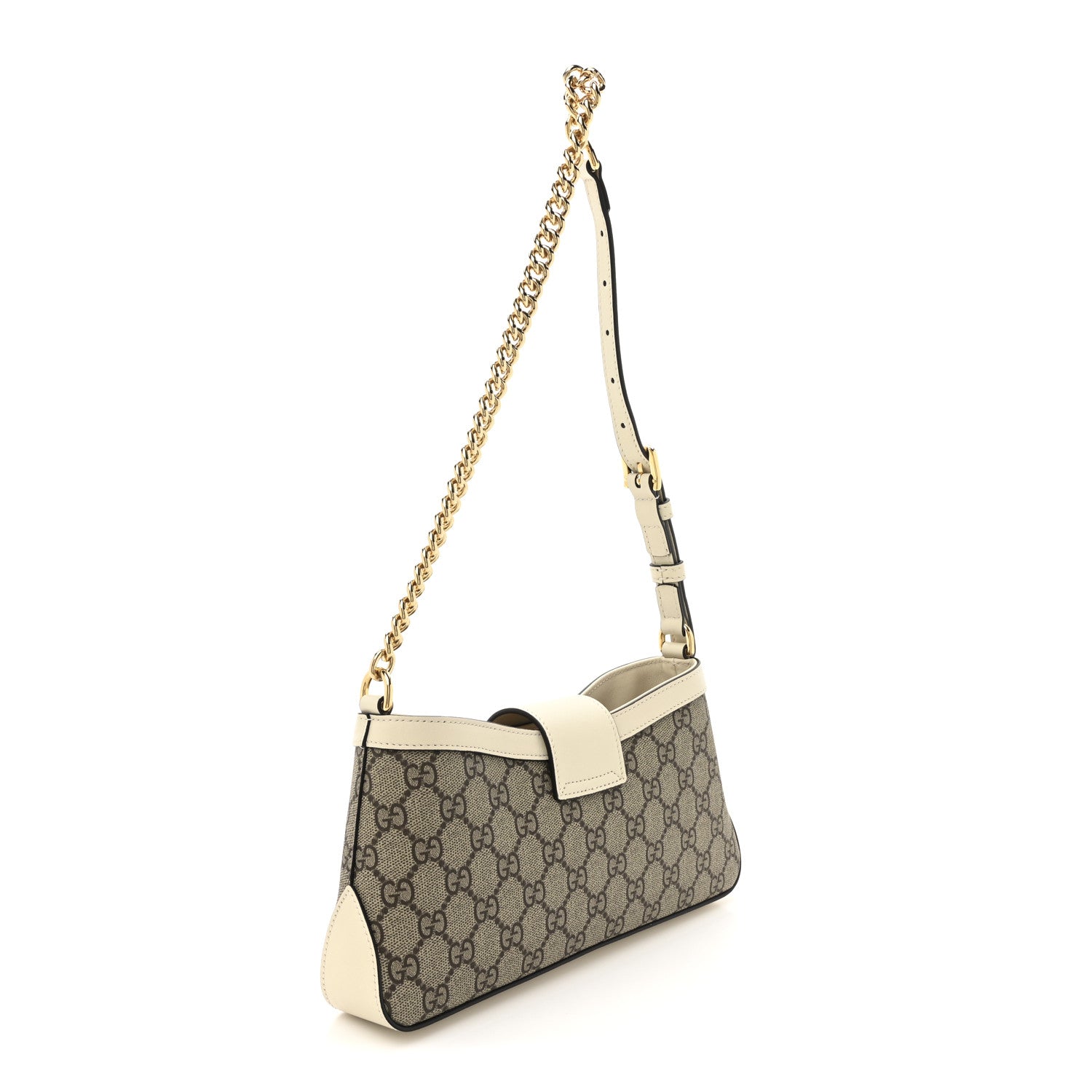 Gucci GG Supreme Monogram Calfskin Small Padlock Chain Shoulder Bag Beige Ebony Mystic White 3 of 11
