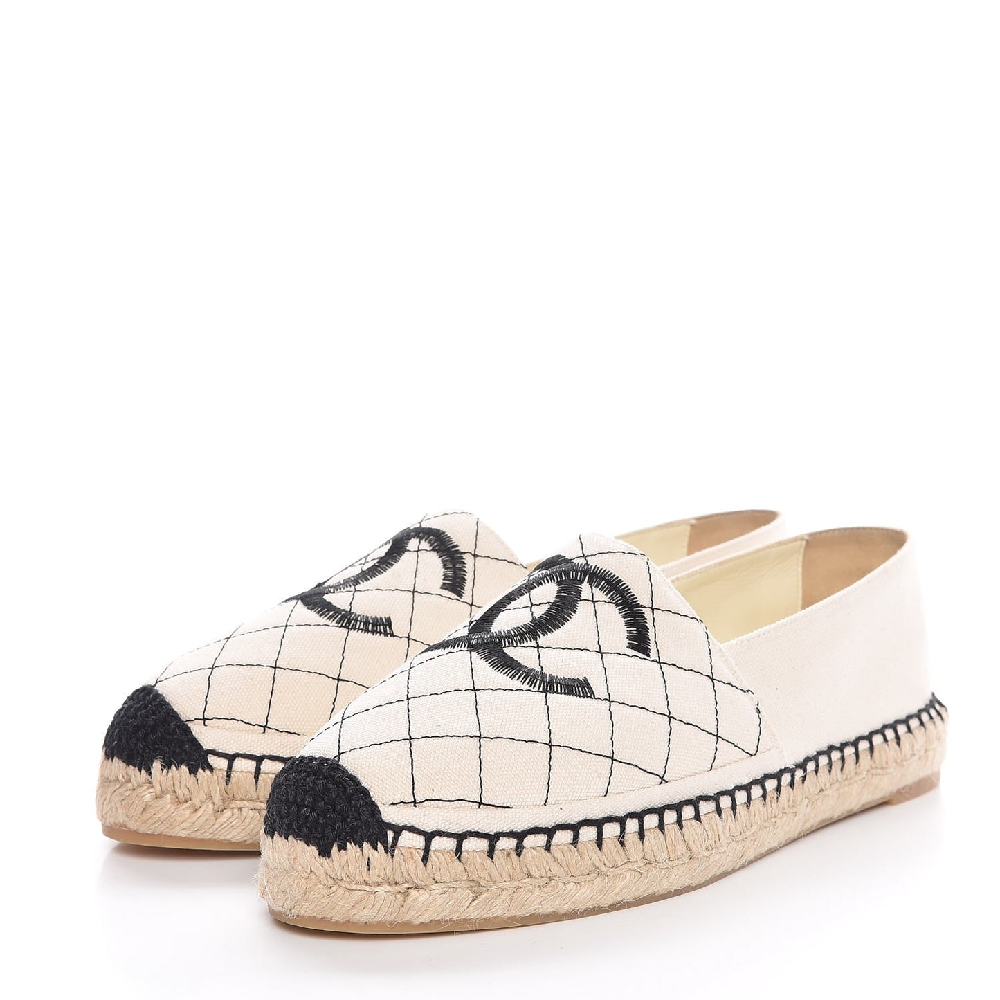 Fabric Biarritz CC Espadrilles 39 Beige Black