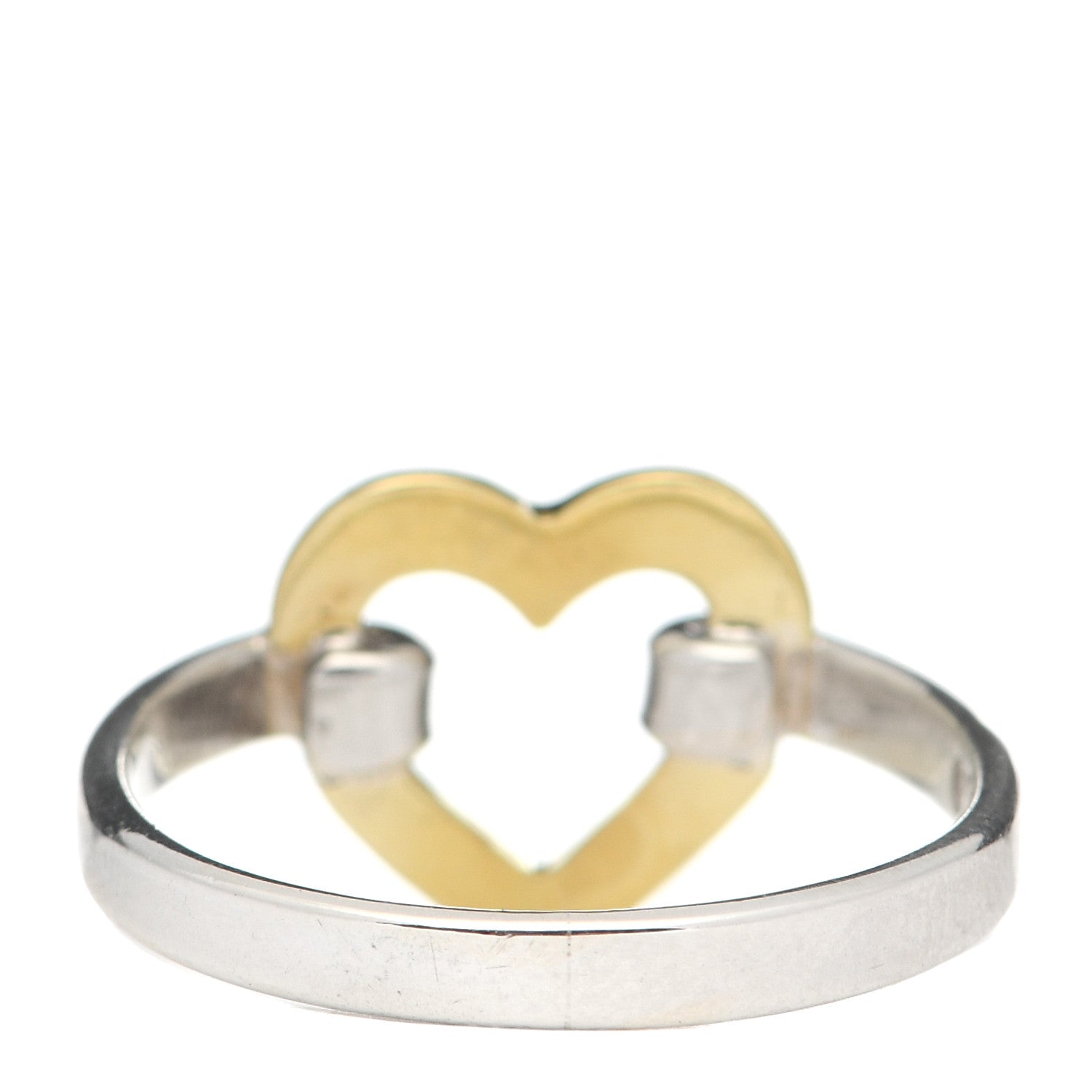 Tiffany Sterling Silver 18K Yellow Gold Open Heart Ring 49 5 3 of 4
