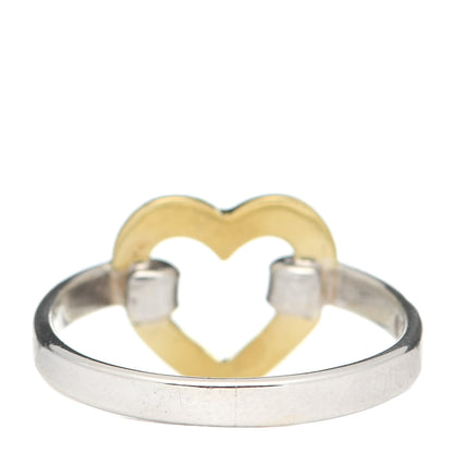 Tiffany Sterling Silver 18K Yellow Gold Open Heart Ring 49 5 3 of 4