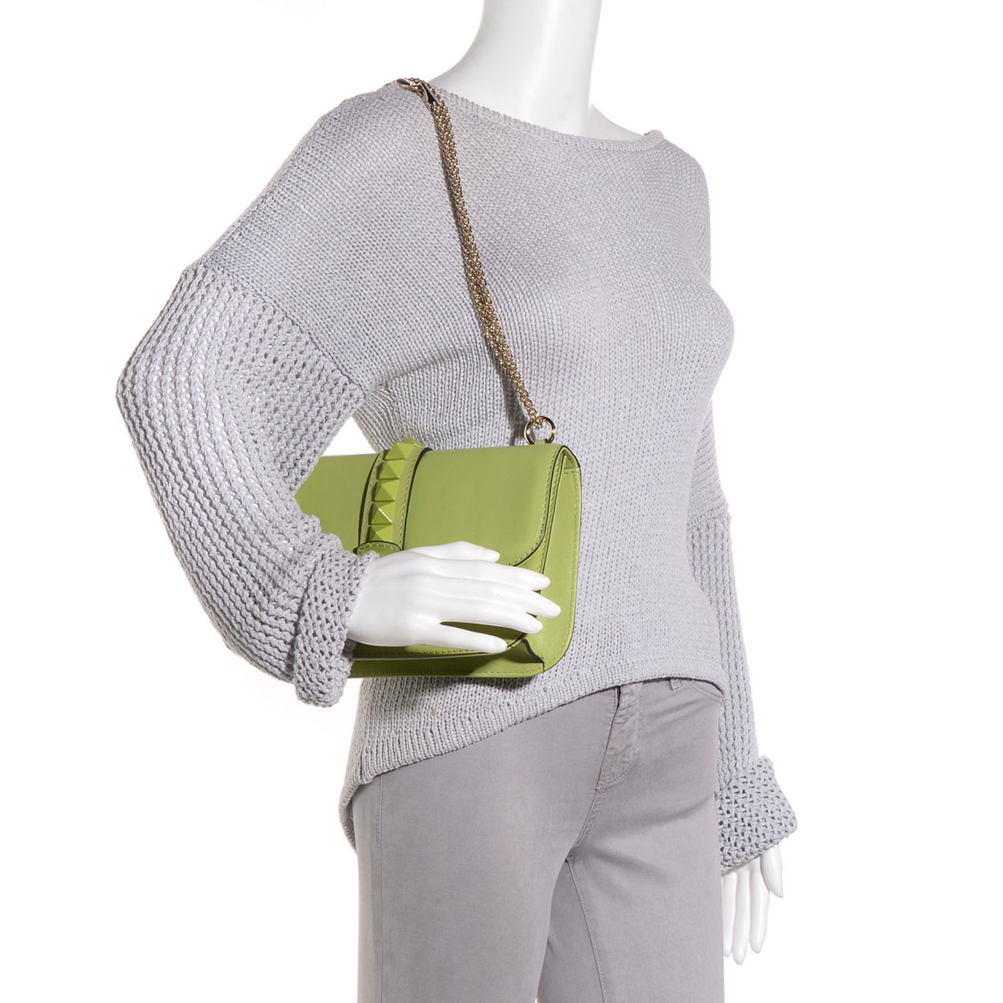 Vitello Medium Glam Lock Rockstud Flap Pop Apple