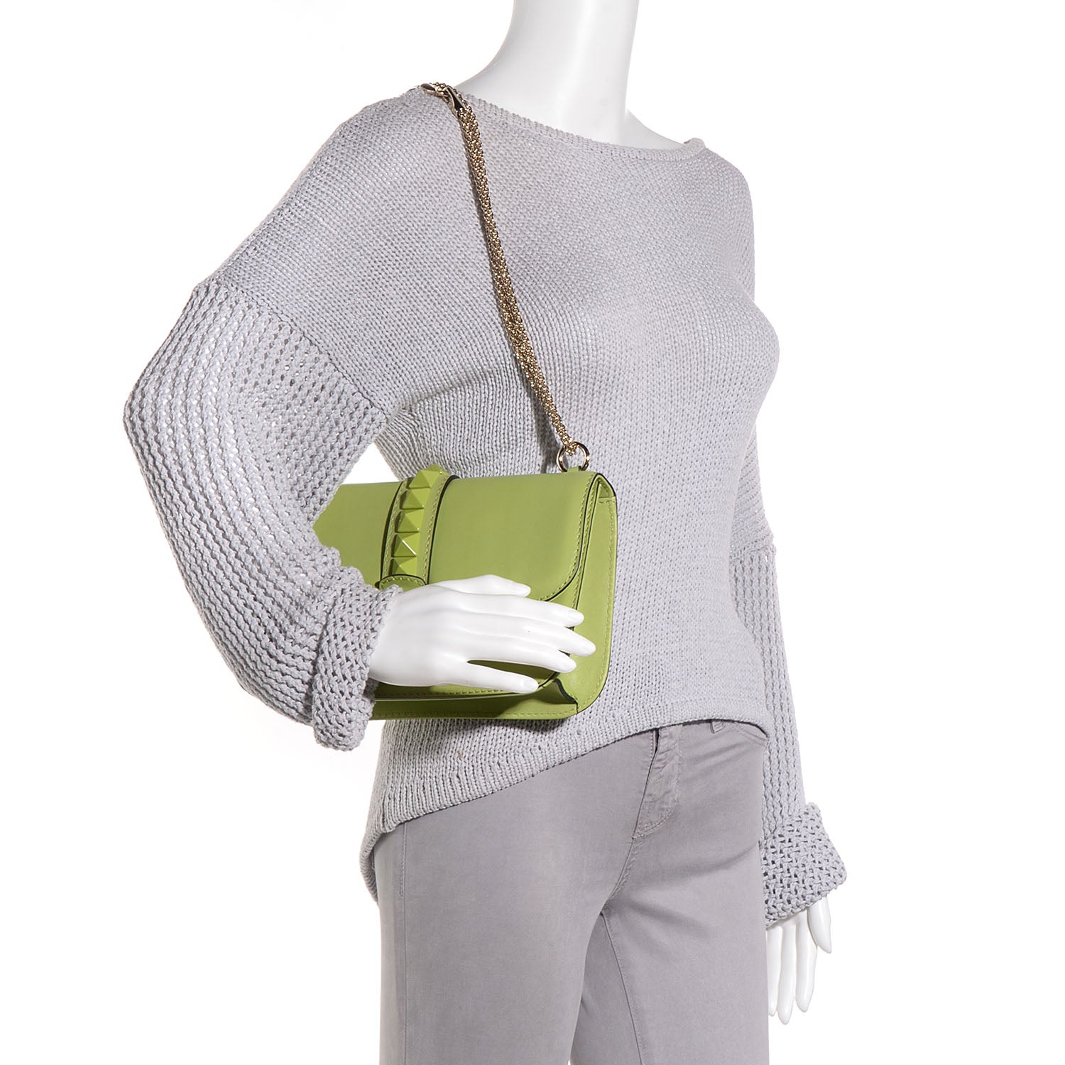 Valentino Garavani Vitello Medium Glam Lock Rockstud Flap Pop Apple 2 of 9