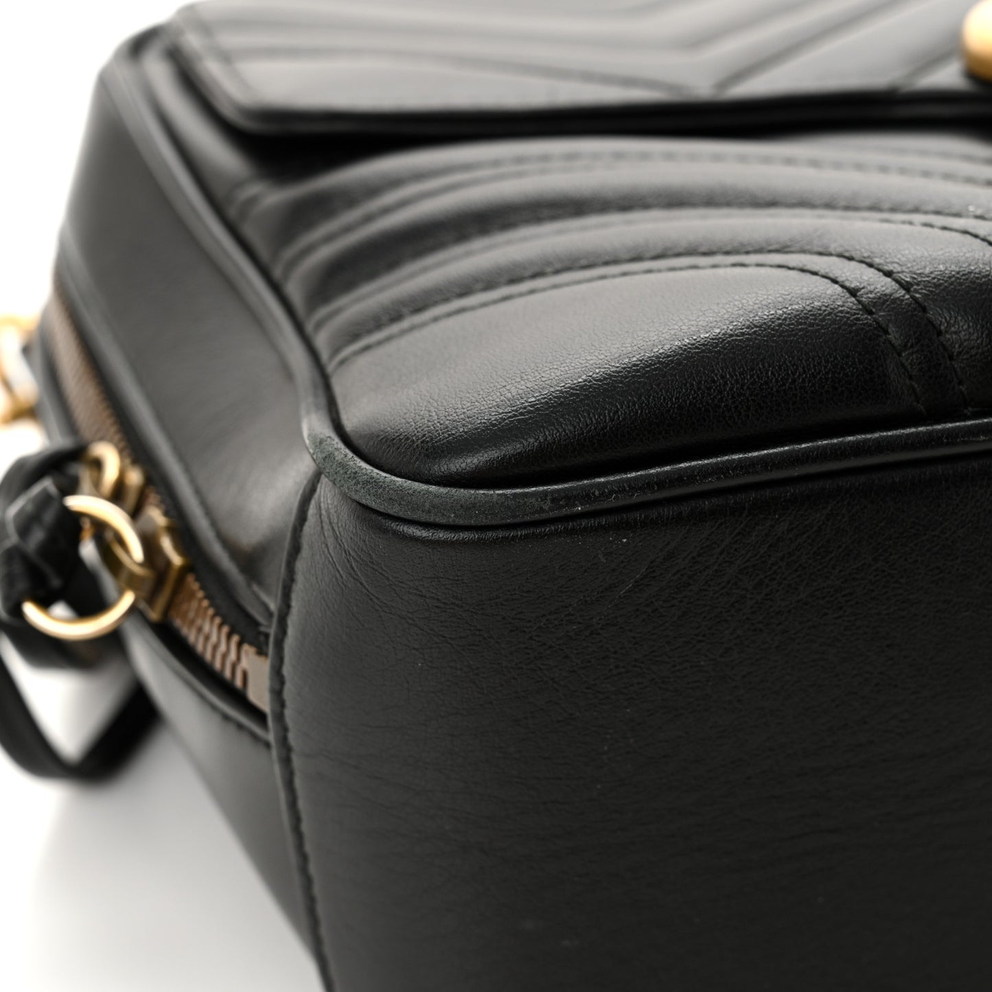 Calfskin Matelasse Sylvie Web Small GG Marmont Top Handle Shoulder Bag Black