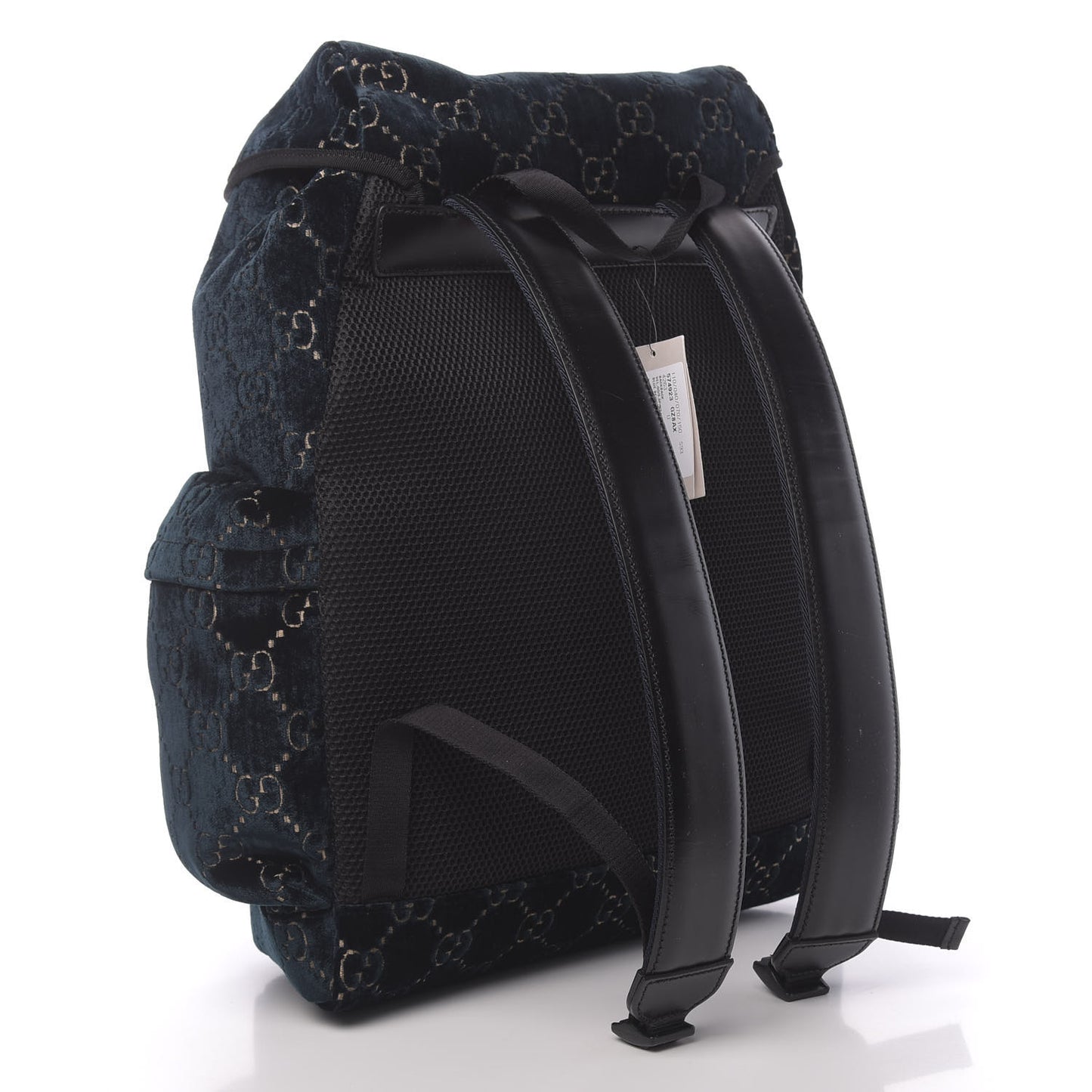 Velvet GG Monogram Web Medium Double Buckle Backpack Blue Beige Black