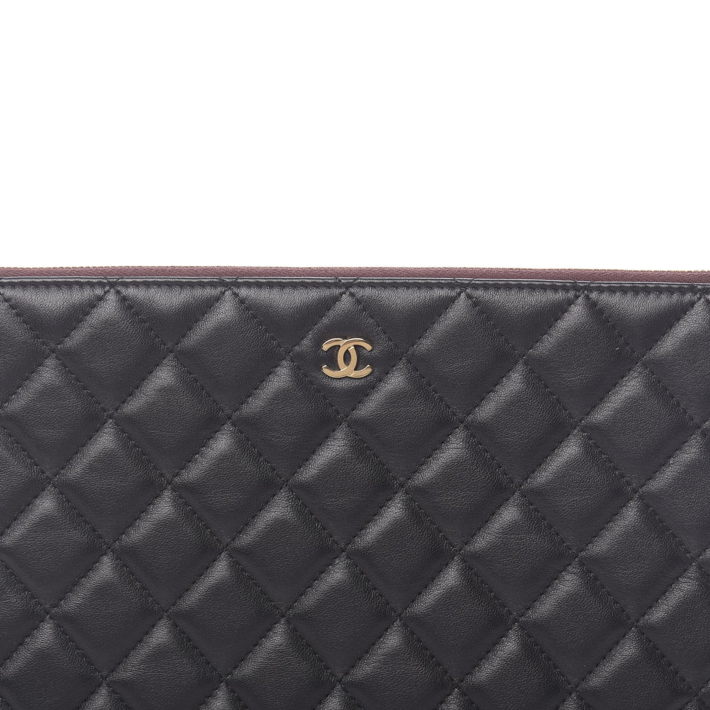 Lambskin Quilted Medium Cosmetic Case Black