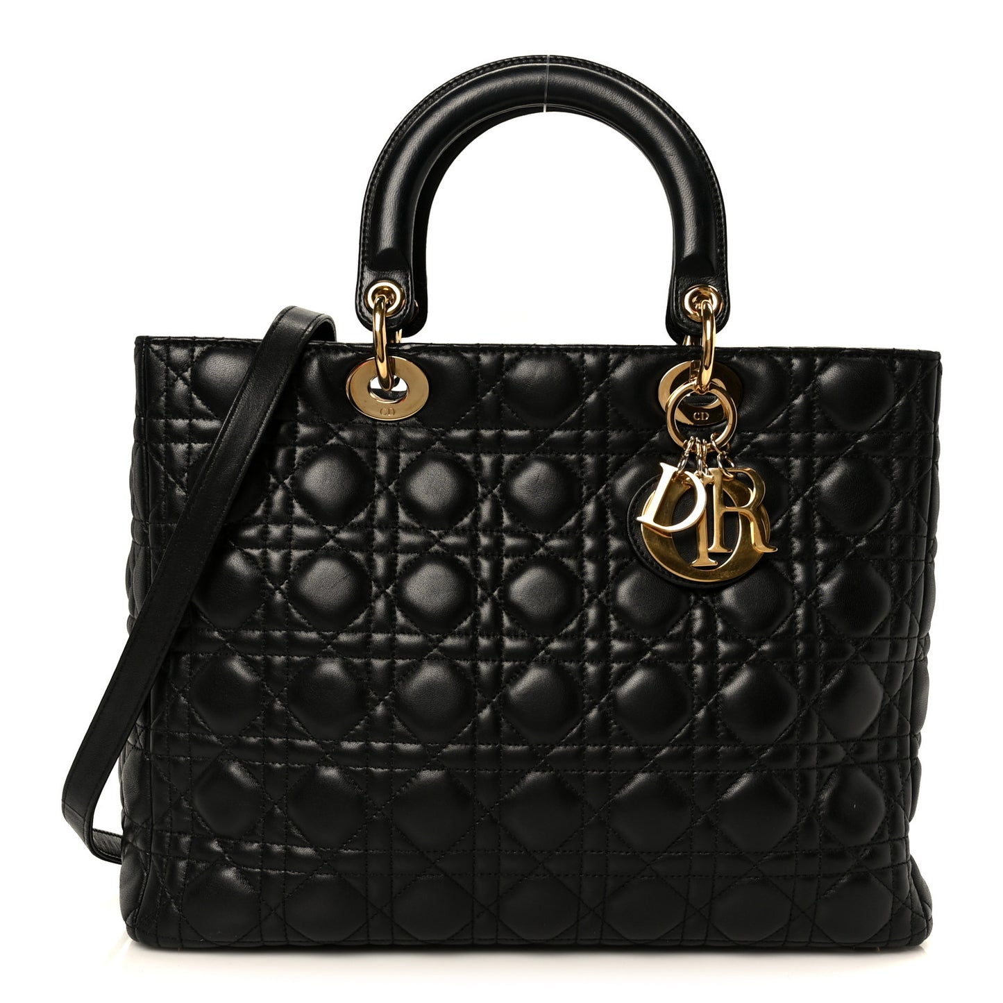 Lambskin Cannage Large Lady Dior Black