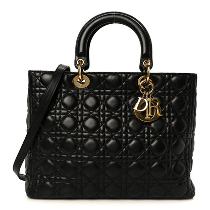 Christian Dior Lambskin Cannage Large Lady Dior Black 1 of 10