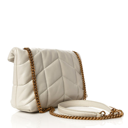 Saint Laurent Lambskin Quilted Toy Loulou Puffer Monogram Chain Satchel Crema Soft 3 of 14