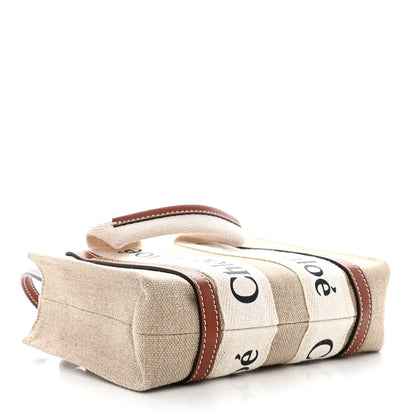 Chloe Cotton Calfskin Mini Woody Ribbon Tote White Brown 4 of 10