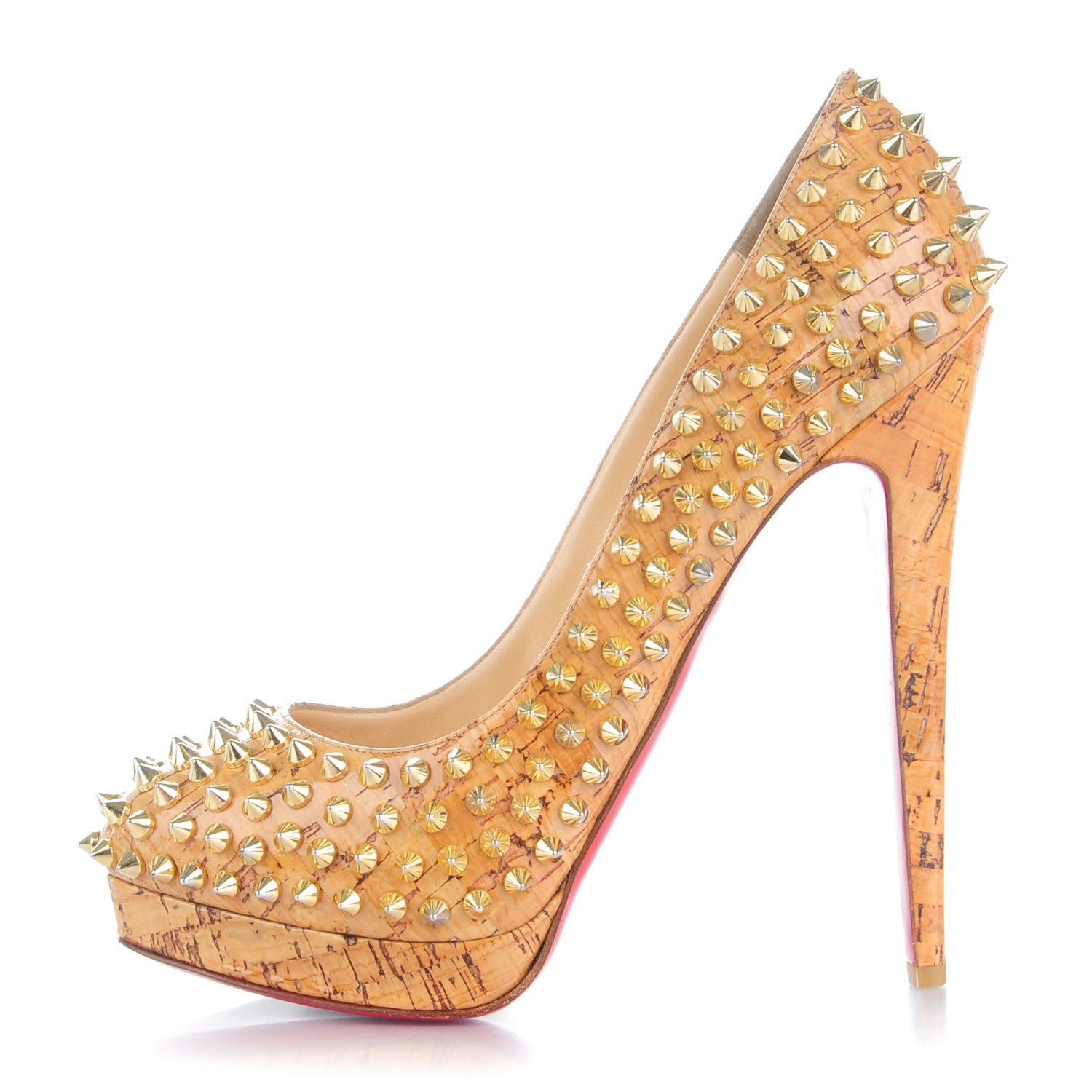 Christian Louboutin Cork Alti Spikes 160 Pumps 39 Natural Gold 1 of 8