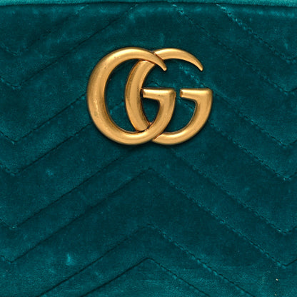 Gucci Velvet Matelasse Small GG Marmont Chain Shoulder Bag Pavone Cyan 8 of 10