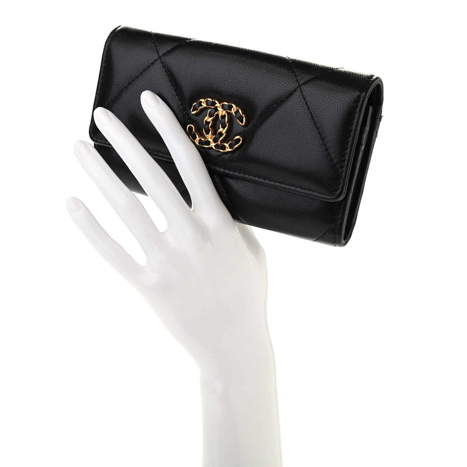 Chanel Lambskin Quilted Chanel 19 Flap Wallet Black 2 of 8