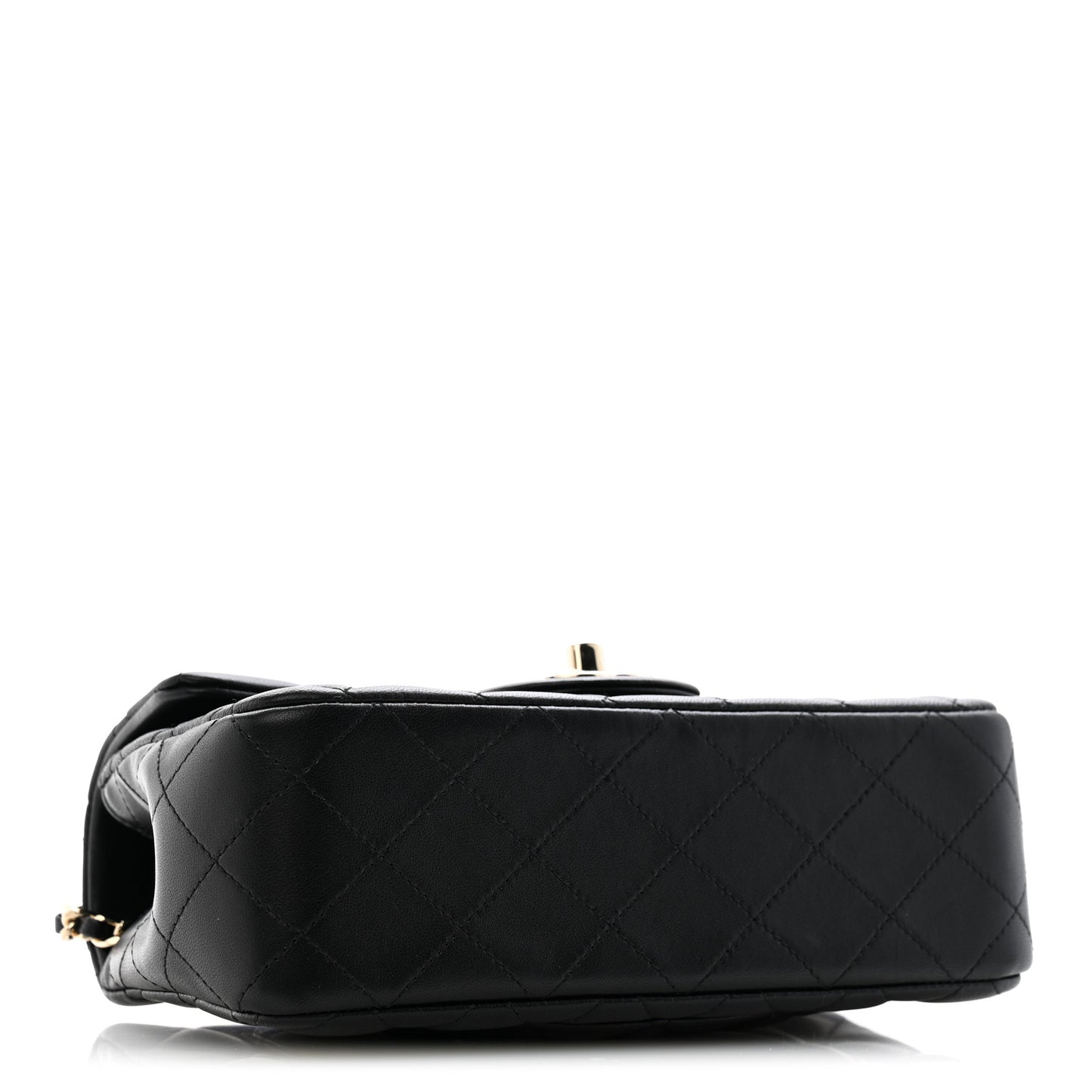 Lambskin Quilted Mini Top Handle Rectangular Flap Black