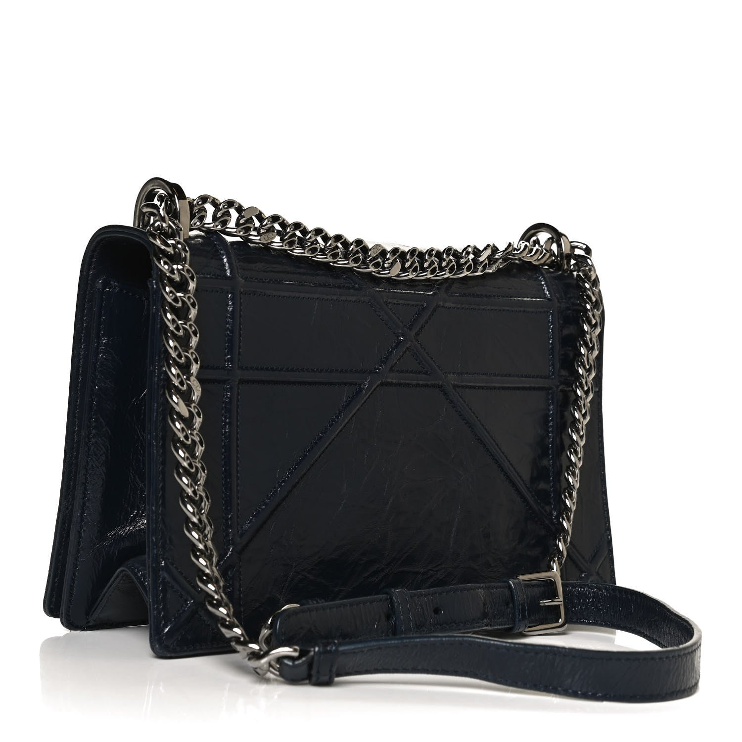 Christian Dior Crinkled Lambskin Cannage Medium Diorama Flap Bag Navy 3 of 11