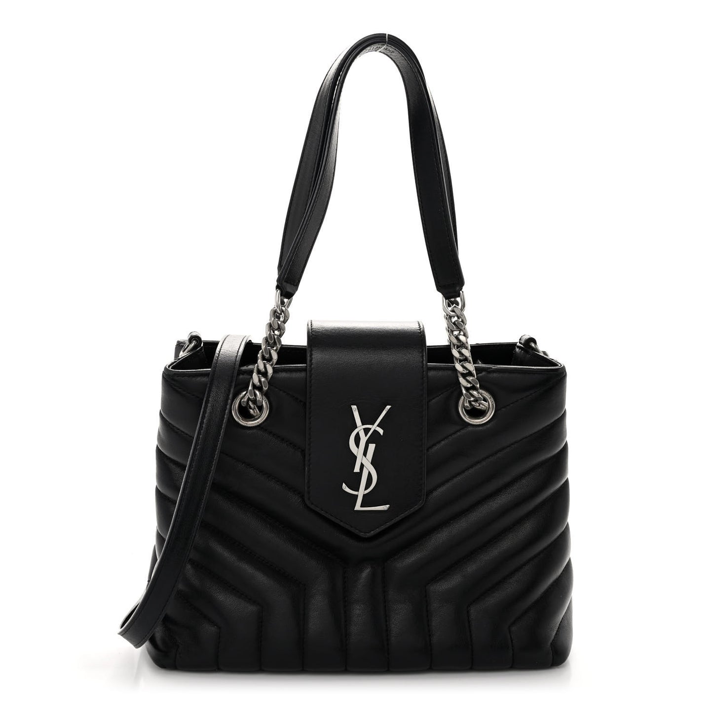 Calfskin Y Quilted Monogram Small Loulou Shopper Black