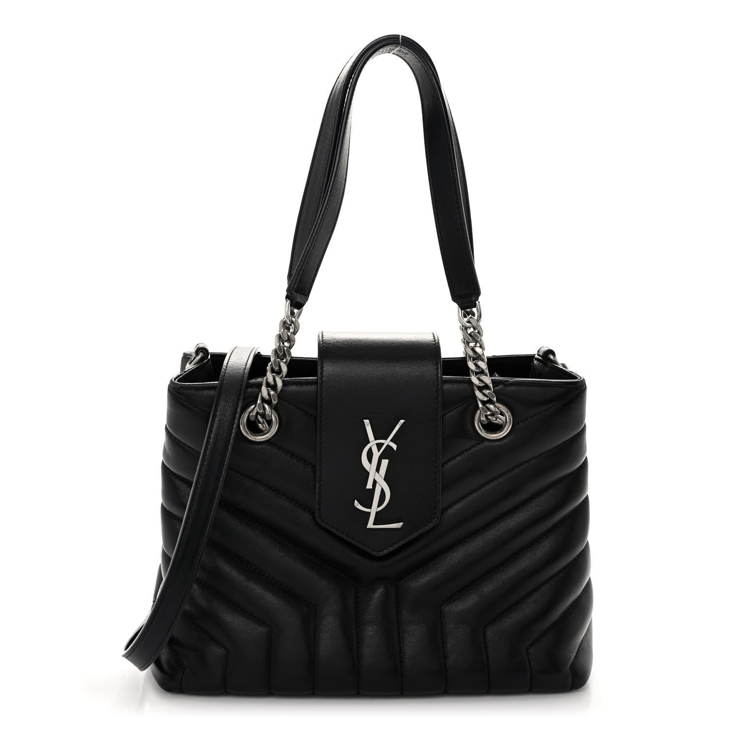 Saint Laurent Calfskin Y Quilted Monogram Small Loulou Shopper Black 1 of 11