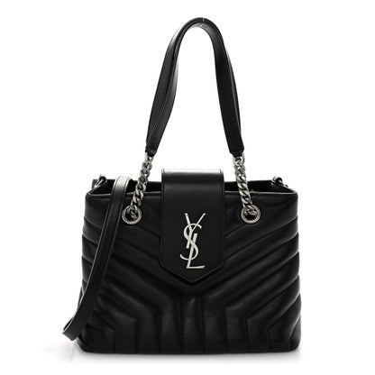 Saint Laurent Calfskin Y Quilted Monogram Small Loulou Shopper Black 1 of 11