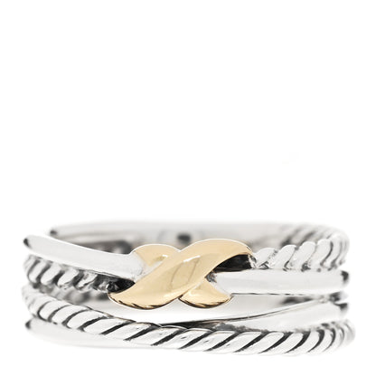 David Yurman Sterling Silver 18K Yellow Gold 6mm X Crossover Ring 52 6 1 of 4