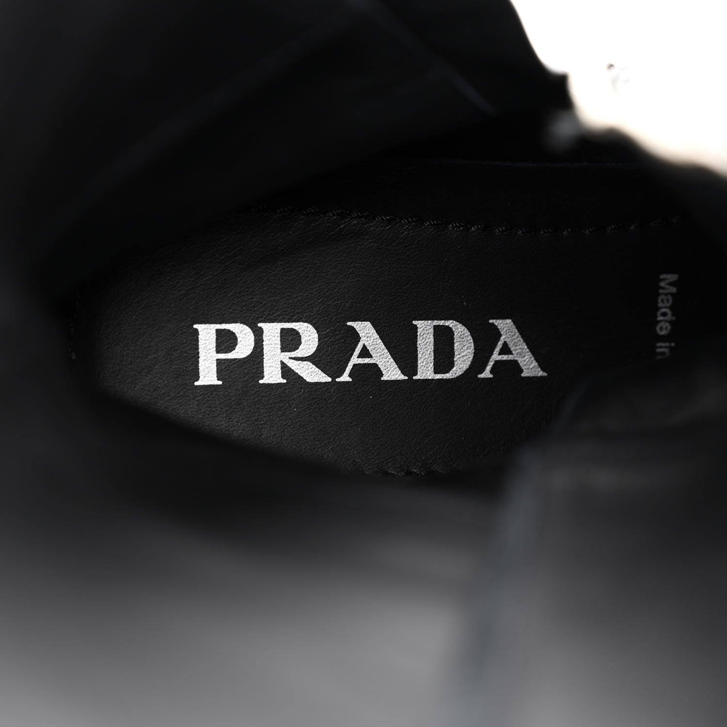 Prada Spazzolato Rois Re-Nylon Metal Triangle Logo Monolith Pouch Pocket 55mm Tall Combat Boots 38.5 Black 8 of 12