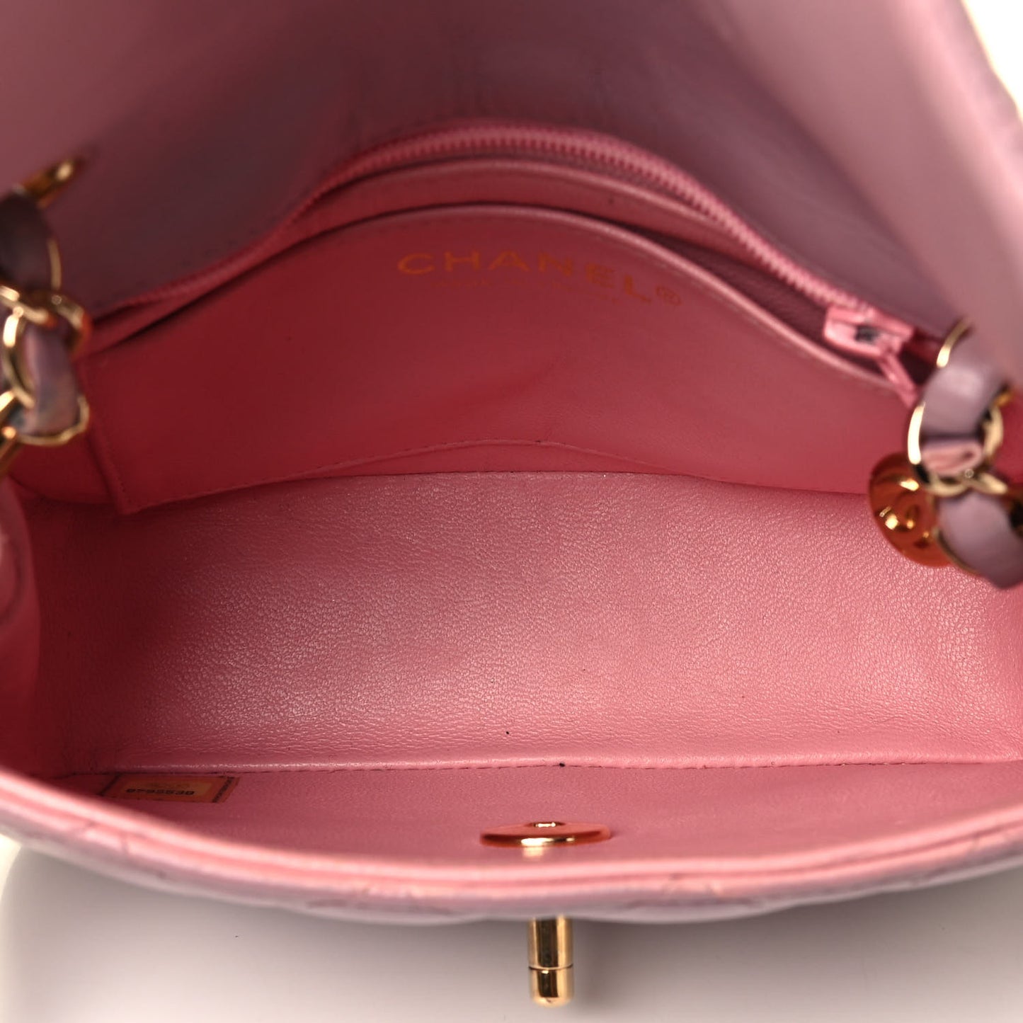 Lambskin Quilted Mini Square Flap Light Pink