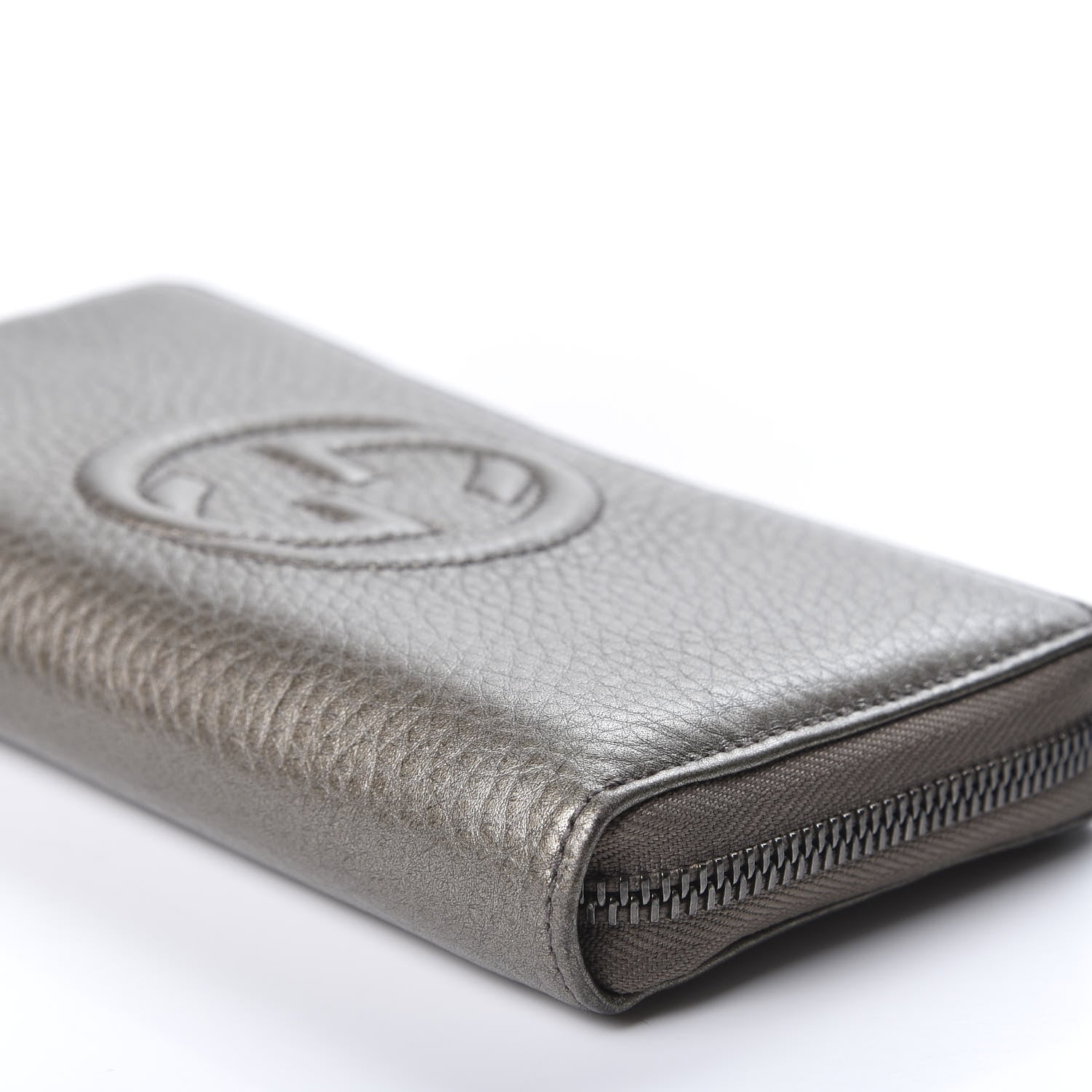Gucci Metallic Pebbled Calfskin Soho Zip Around Wallet Sasso 6 of 8