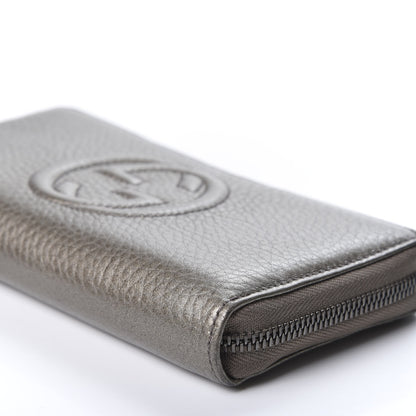 Gucci Metallic Pebbled Calfskin Soho Zip Around Wallet Sasso 6 of 8