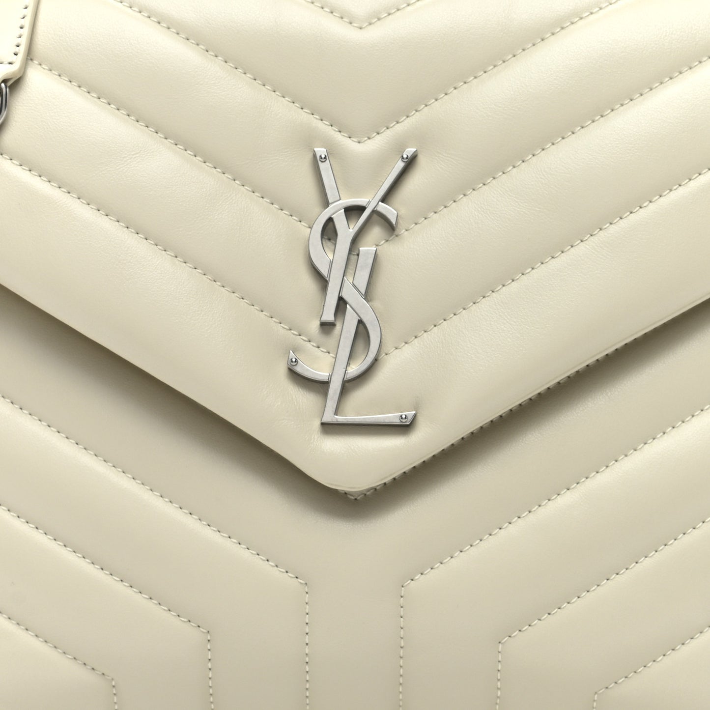 Calfskin Y Quilted Monogram Medium Loulou Chain Satchel Crema Soft