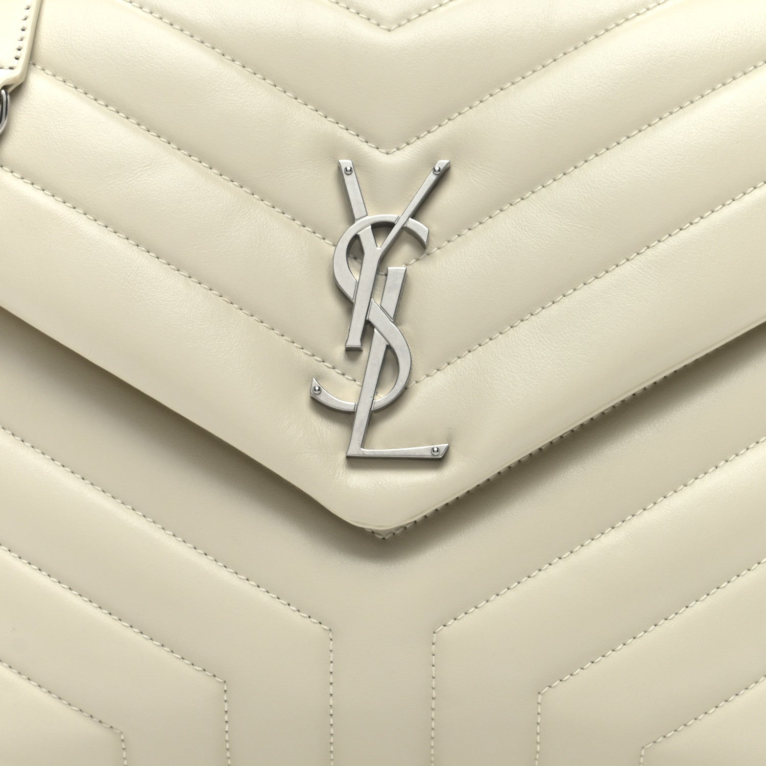 Saint Laurent Calfskin Y Quilted Monogram Medium Loulou Chain Satchel Crema Soft 7 of 9