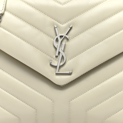 Saint Laurent Calfskin Y Quilted Monogram Medium Loulou Chain Satchel Crema Soft 7 of 9