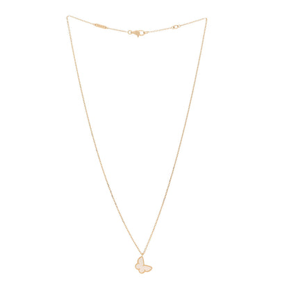 Van Cleef & Arpels 18K Yellow Gold Mother of Pearl Sweet Alhambra Butterfly Pendant Necklace 3 of 6