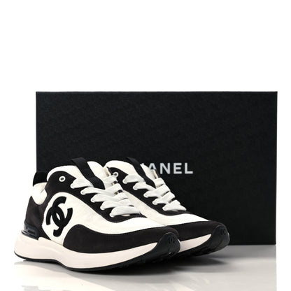 Chanel Nylon Suede Calfskin CC Sneakers 38.5 White Dark Grey 8 of 8