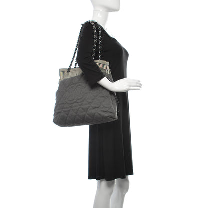 Chanel Grosgrain Denim Quilted Drawstring Tote Blue 2 of 9