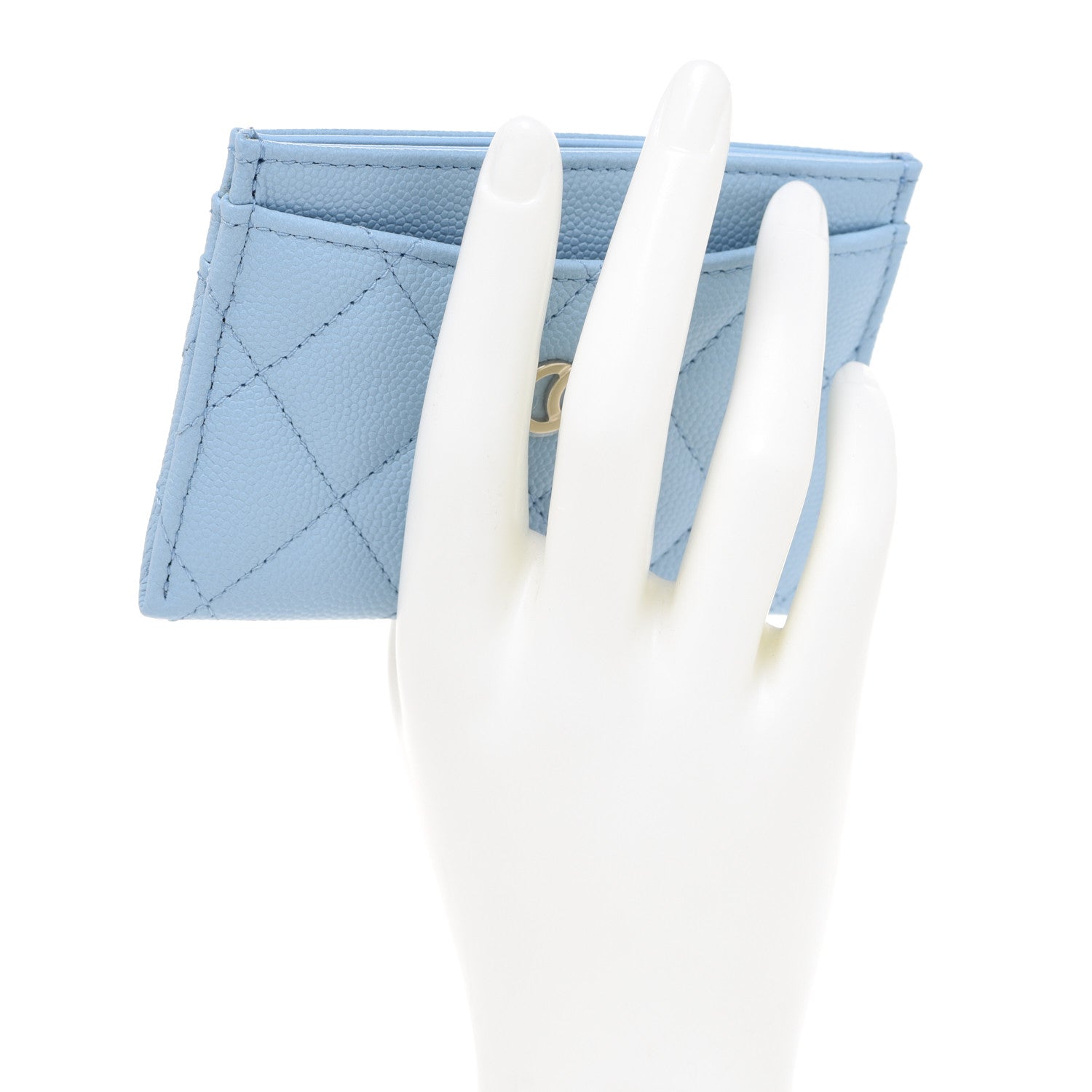 Chanel Caviar Quilted Card Holder Light Blue 2 of 8