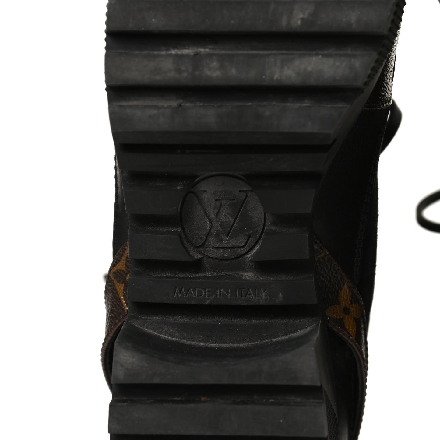 Suede Calfskin Monogram Laureate Platform Desert Boots 38.5 Black