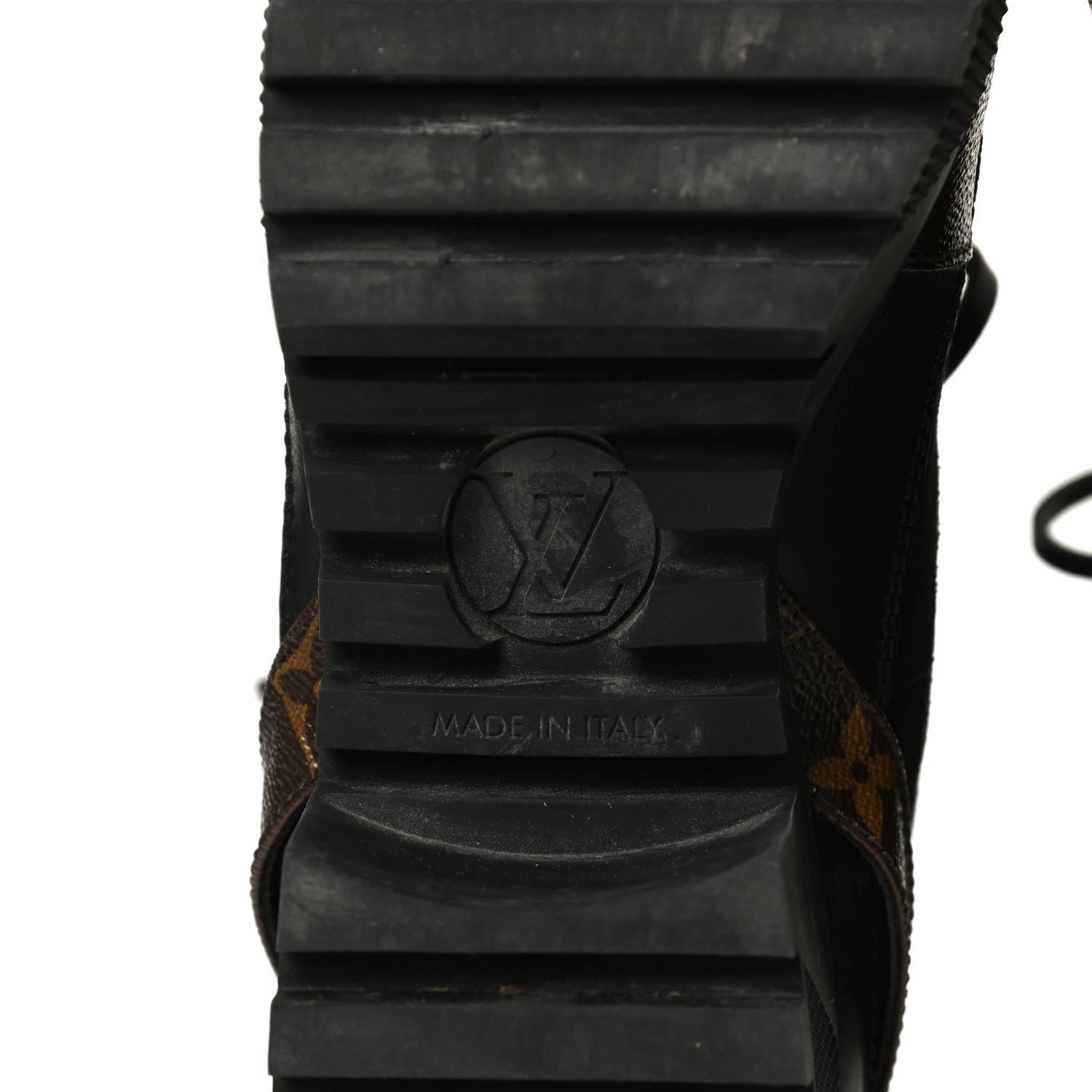 Louis Vuitton Suede Calfskin Monogram Laureate Platform Desert Boots 38.5 Black 8 of 11