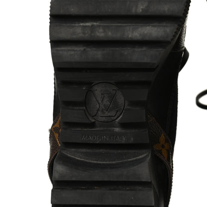 Louis Vuitton Suede Calfskin Monogram Laureate Platform Desert Boots 38.5 Black 8 of 11