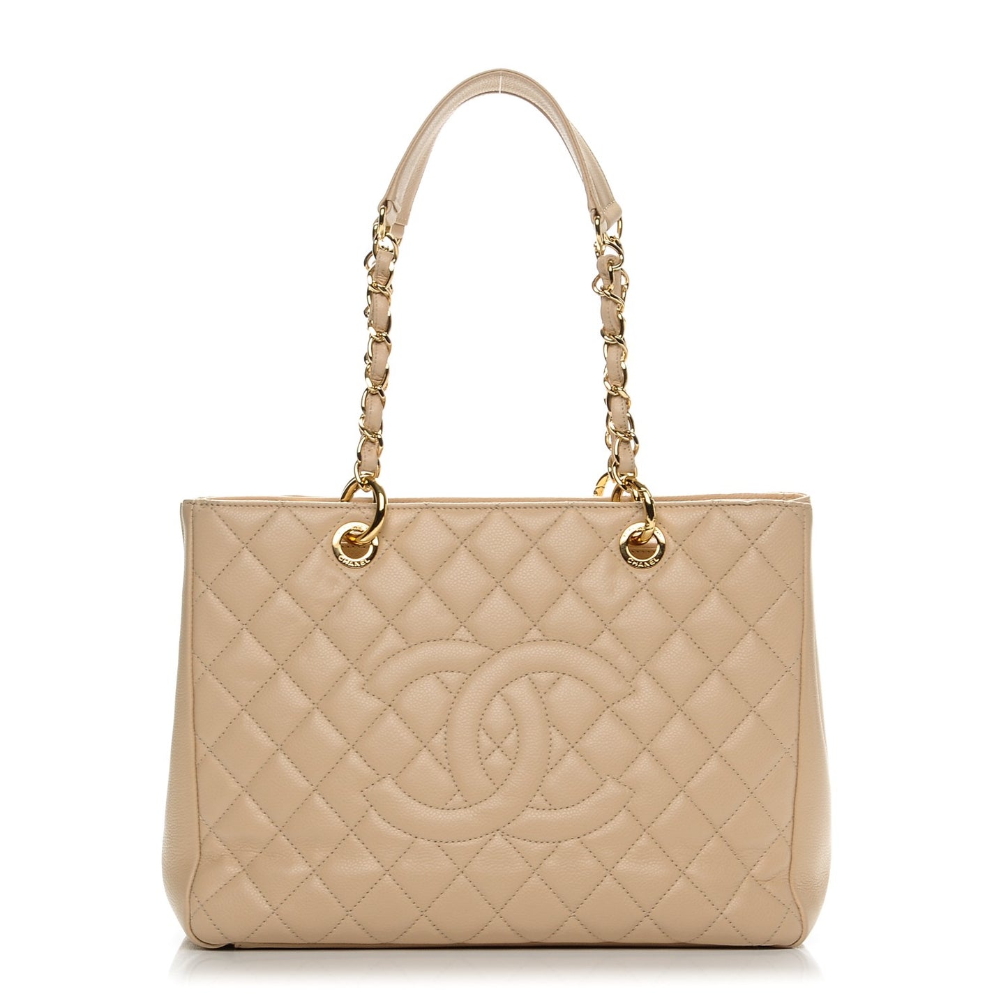 Caviar Quilted Grand Shopping Tote GST Beige Clair