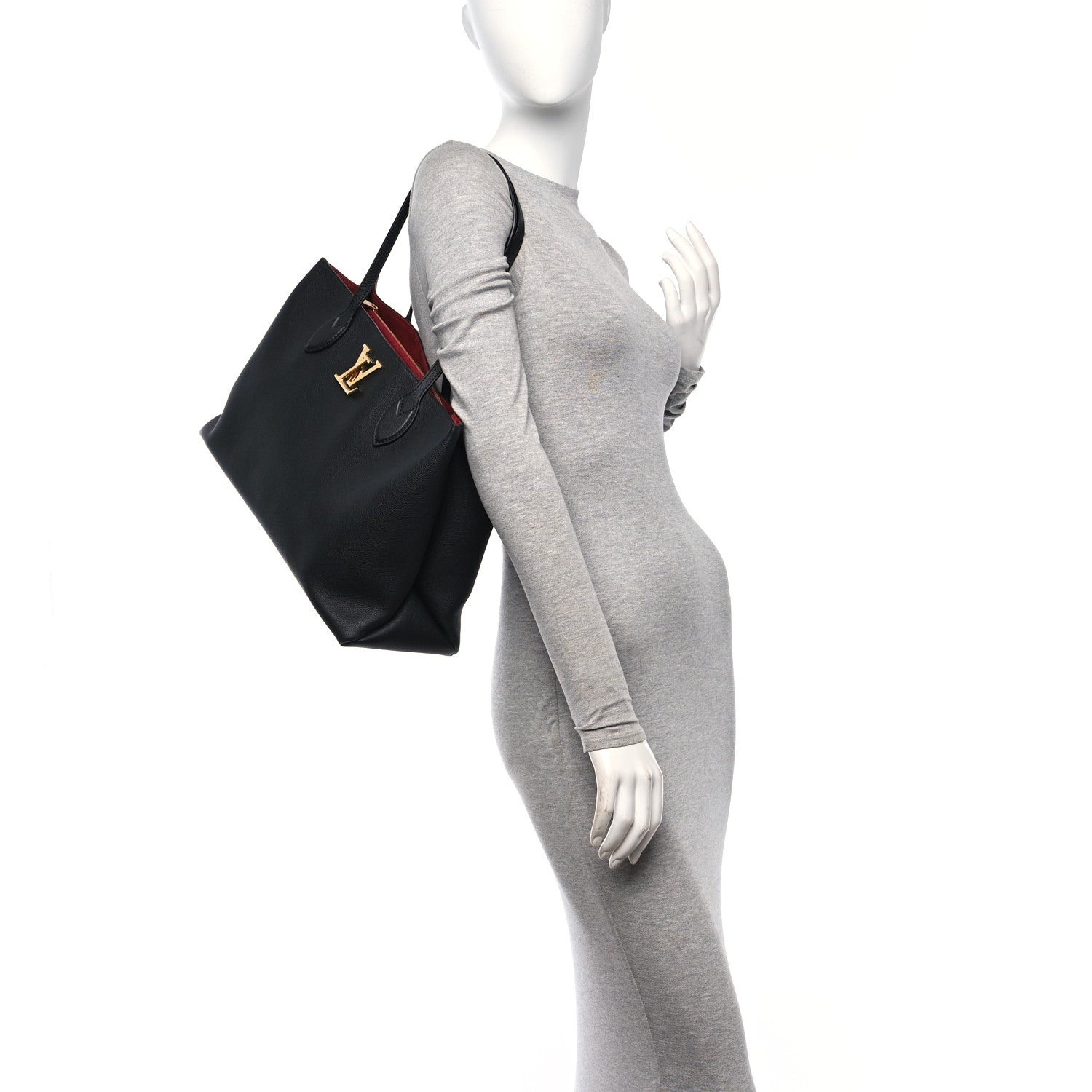 Louis Vuitton Grained Calfskin Lockme Shopper Black 2 of 10
