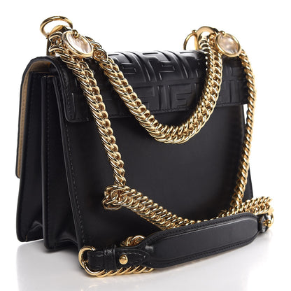 Fendi Vitello Liberty FF 1974 Embossed Small Kan I Shoulder Bag Black 3 of 7