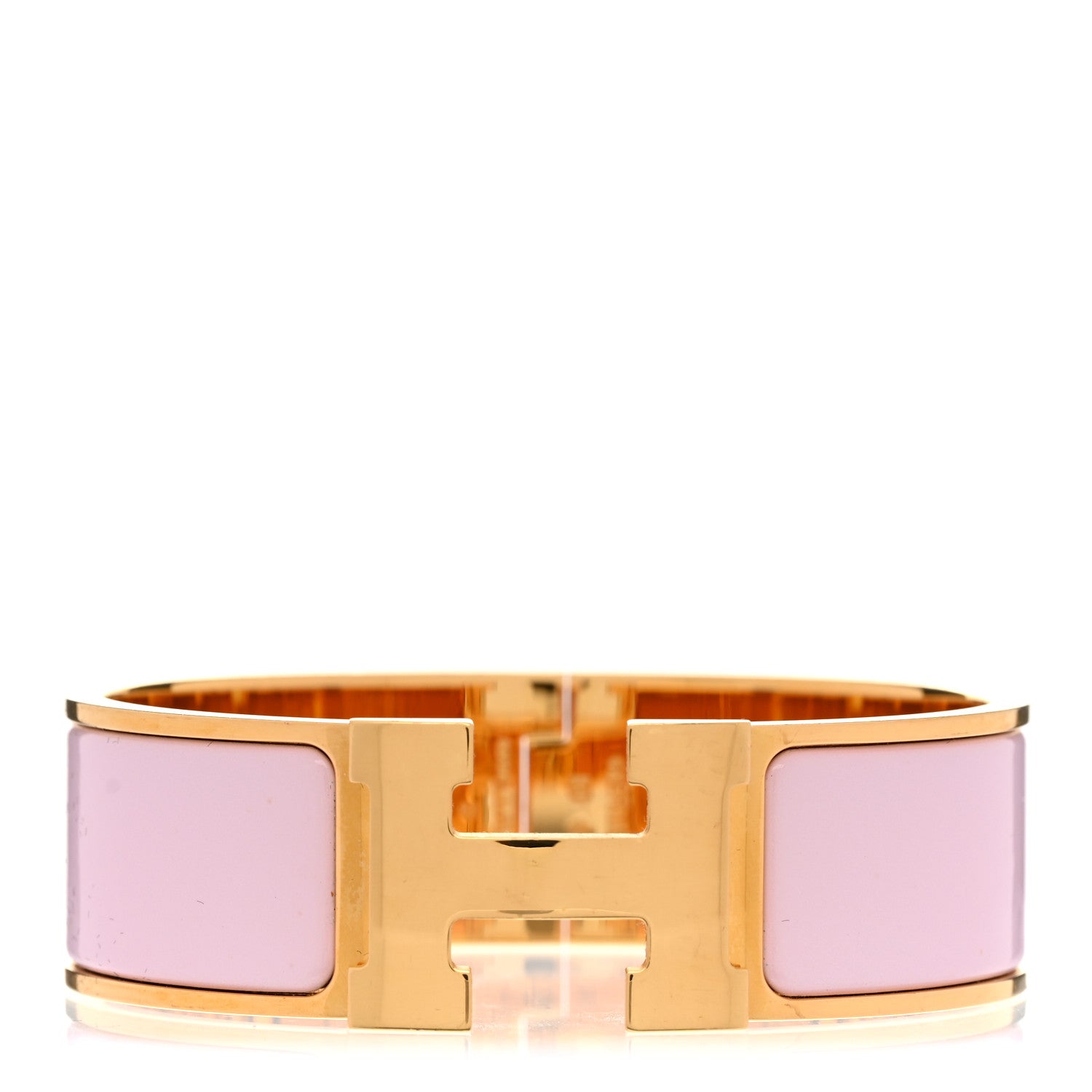Hermes Enamel Wide Clic Clac H Bracelet PM Rose Dragee 1 of 4