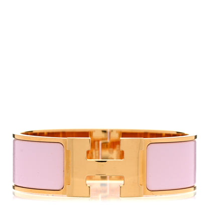 Hermes Enamel Wide Clic Clac H Bracelet PM Rose Dragee 1 of 4