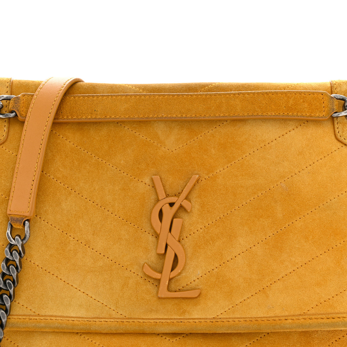 Saint Laurent Suede Monogram Medium Niki Chain Satchel Cheddar 8 of 15